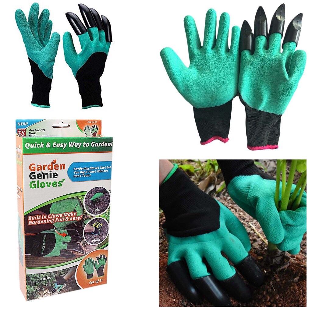 Garden Gloves for Digging  Planting With 4 ABS Plastic Claws Gardening Gloves